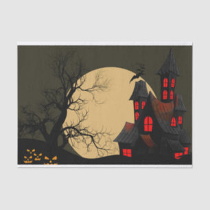 Papel De Seda Casa embrujada aterradora y luna llena de Hallowee