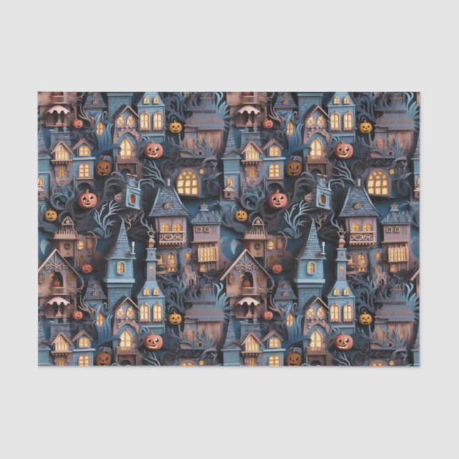 Papel De Seda Casa embrujada caprichosa de Halloween (Anverso)