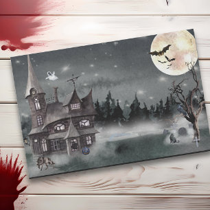 Papel De Seda Casa embrujada de Halloween acuarela