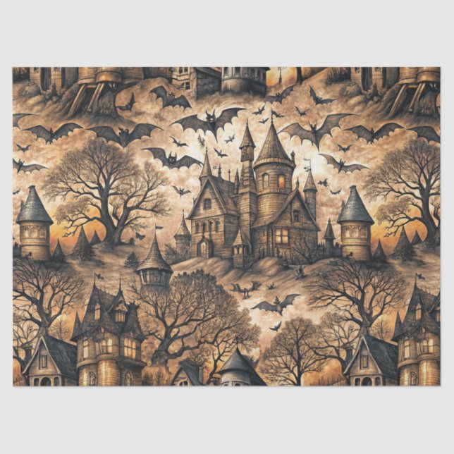 Papel De Seda Casa embrujada vintage (Anverso)