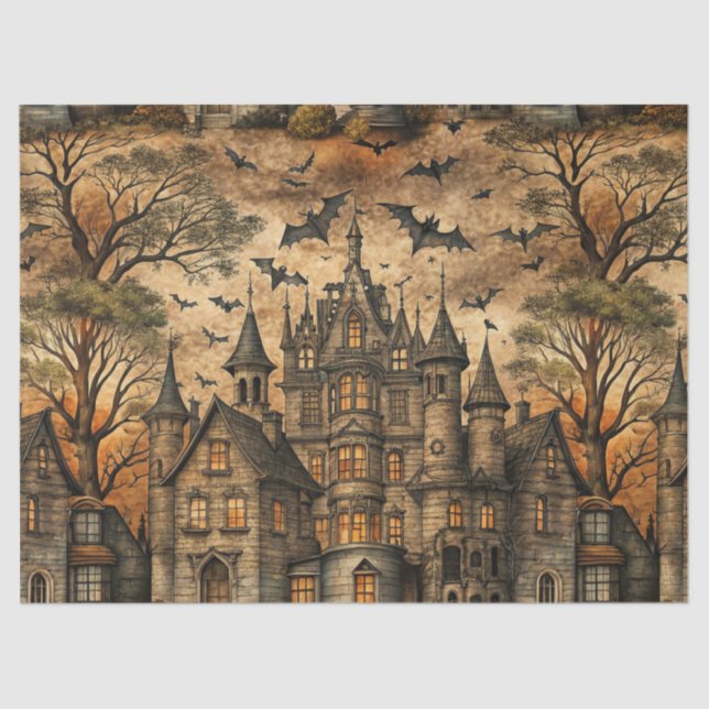 Papel De Seda Casa embrujada vintage (2) (Anverso)