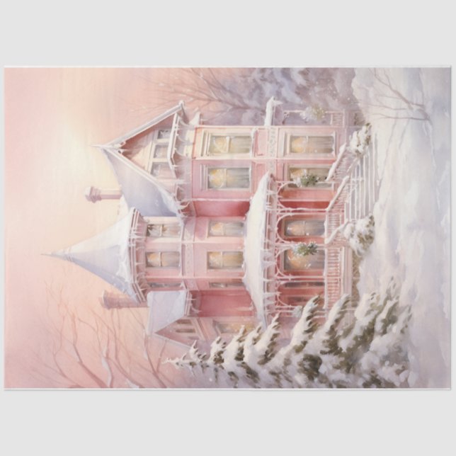 Papel De Seda Casa victoriana de invierno (Anverso)