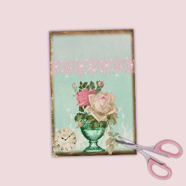 Papel De Seda Casas antiguas de Rosas y encaje de reloj y rosa