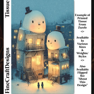 Papel De Seda Casas con Muñeco de Nieve Caprichoso Decoupage DX1