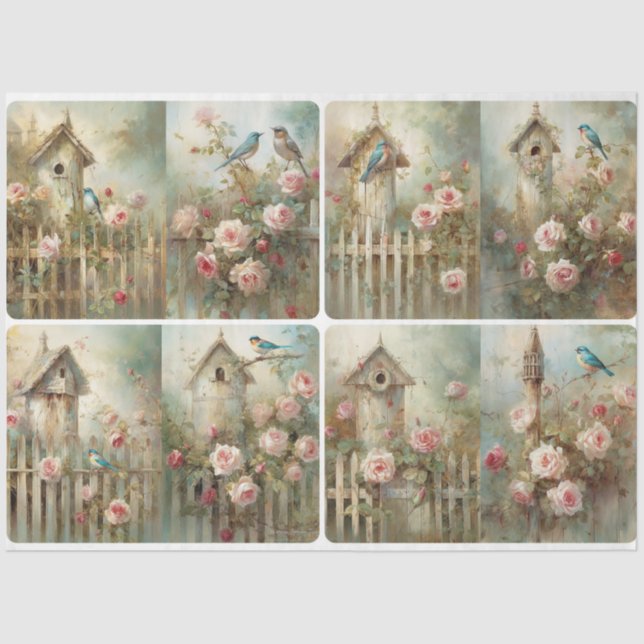 Papel De Seda Casas de aves de primavera (Anverso)