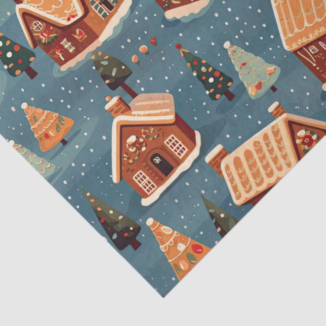 Papel De Seda Casas y árboles de pan de jengibre (Detalle)