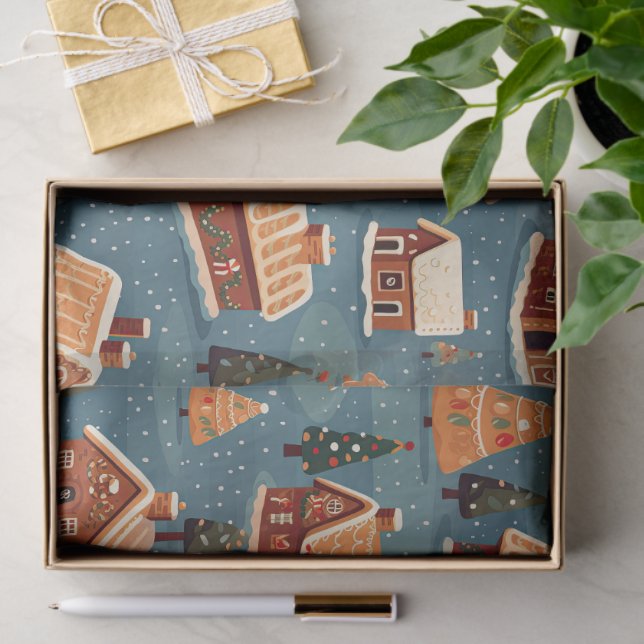 Papel De Seda Casas y árboles de pan de jengibre (Regalo )