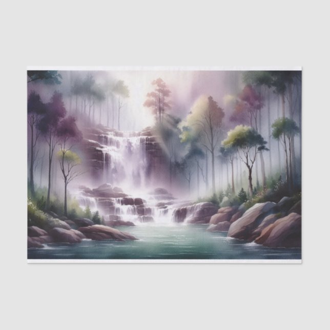 Papel De Seda Cascada de agua morada y verde descomposición (Anverso)