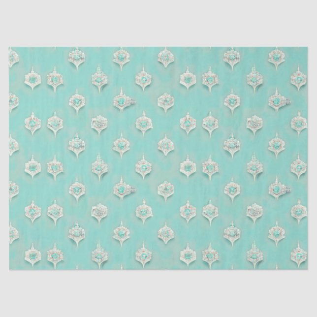 Papel De Seda Cascada elegante de diamantes azules de época (Anverso)