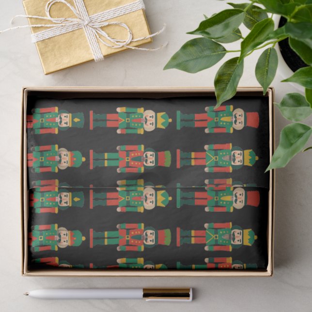 Papel De Seda Cascanueces de Navidad sobre Negro (Regalo )