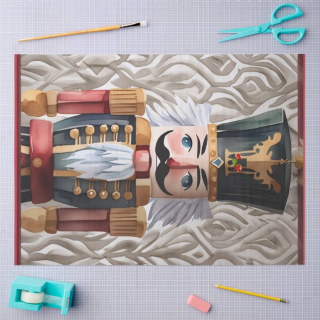 Papel De Seda Cascanueces ilustrado con acuarela de Navidad (Artesanía)