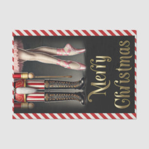 Papel De Seda Cascanueces y bailarina negro dorado Feliz Navidad