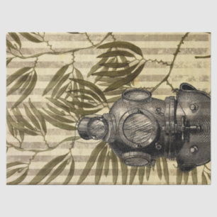 Papel De Seda Casco de buceo antiguo y desenlace de algas marina