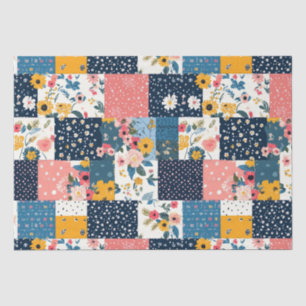 Papel De Seda Casita floral rosa marino de patchwork