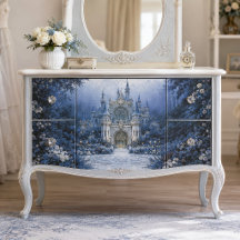 Castillo Azul Decoupage bajo la Luz de la Luna