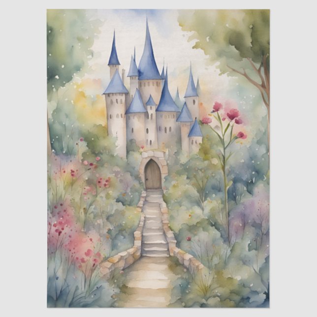 Papel De Seda Castillo de Cuento de Hadas Retro Decoupage (Anverso)