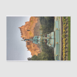 Papel De Seda Castillo de Edimburgo Fuente Princes Street Garden