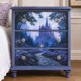 Papel De Seda Castillo de Fantasía Gótica Azul de Puerta Brillan