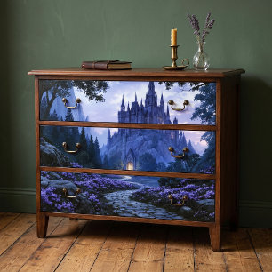 Papel De Seda Castillo de Fantasía Gótica Azul de Puerta Brillan