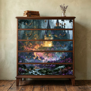 Papel De Seda Castillo de fantasía gótica de decoupage con brill