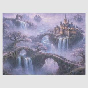 Papel De Seda Castillo de Fantasía Paisaje Surrealista Azul Lava