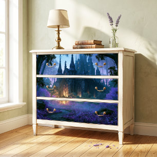 Papel De Seda Castillo Gótico del Bosque Púrpura Estrellado Deco