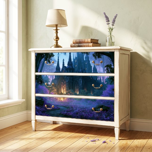 Papel De Seda Castillo Gótico del Bosque Púrpura Estrellado Deco (Subido por el creador)