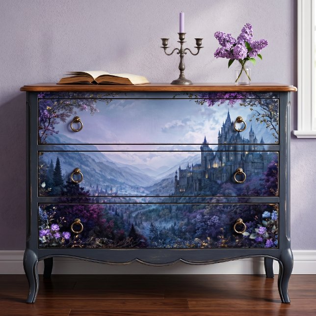 Papel De Seda Castillo gótico malhumorado con borde de lavanda (Subido por el creador)