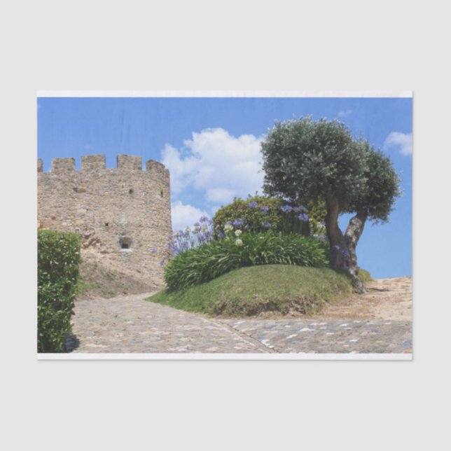 Papel De Seda Castillo medieval y olivo (Anverso)