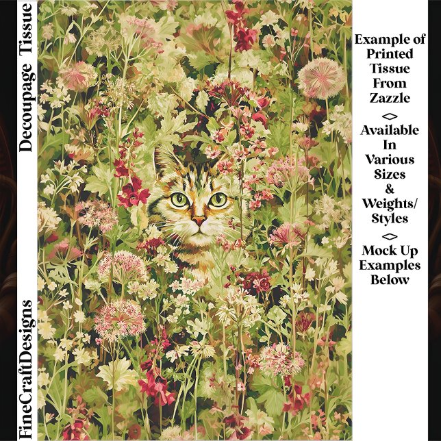 Papel De Seda Cat Hidden in a Wildflower Meadow EX3 Decoupage (Subido por el creador)