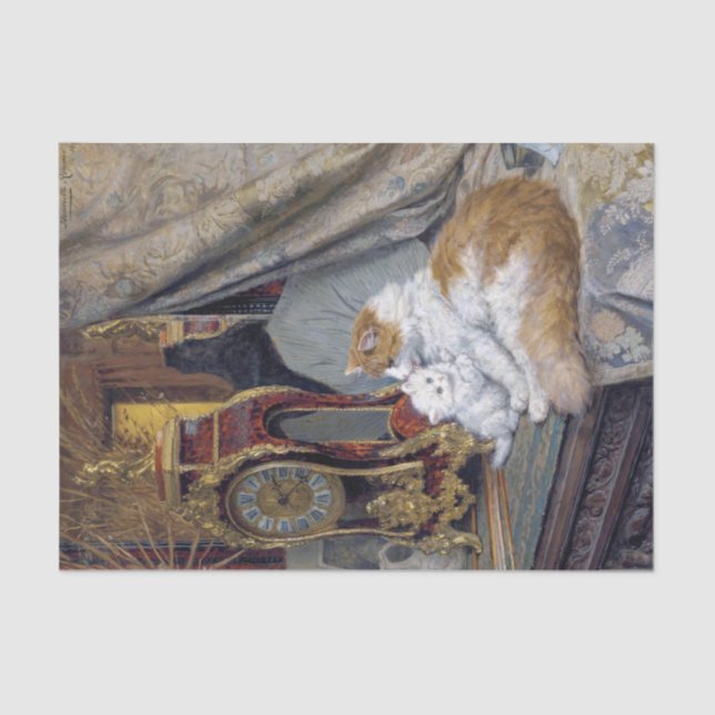 Papel De Seda Cat & Kitten ・ Henriette Ronner-Knip (1821-1909) (Anverso)
