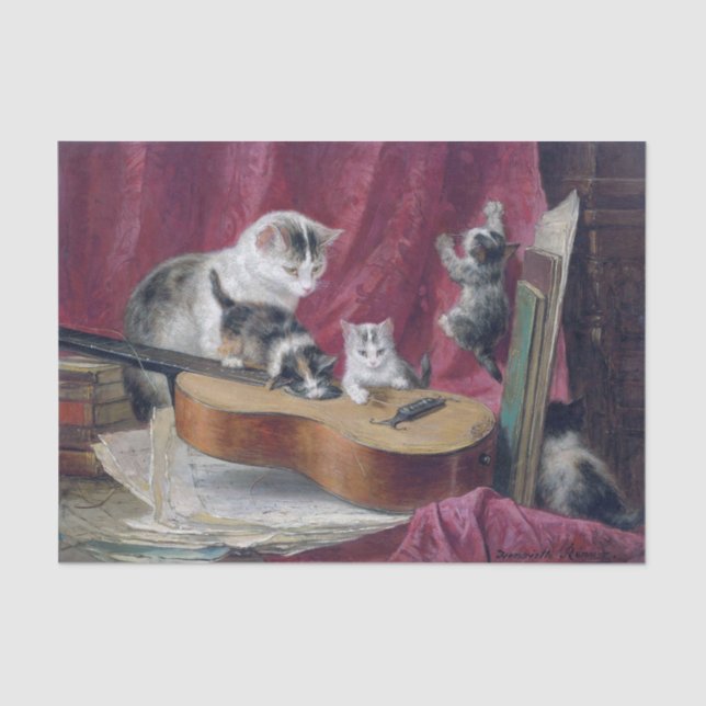 Papel De Seda Cat & Kittens ・ Henriette Ronner-Knip (1821-1909) (Anverso)