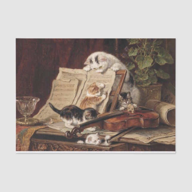 Papel De Seda Cat & Kittens ・ Henriette Ronner-Knip (1821-1909) (Anverso)