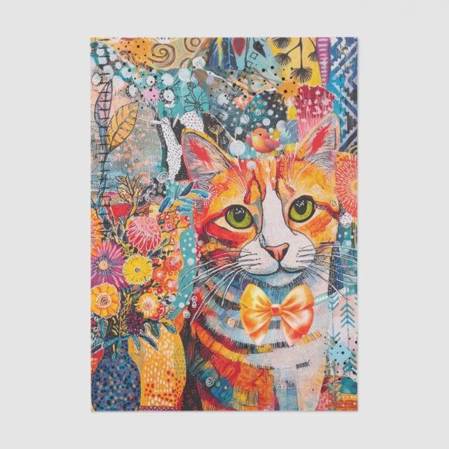 Papel De Seda Cat Mixed Mixed Paper Collage Tissue Paper (Anverso)