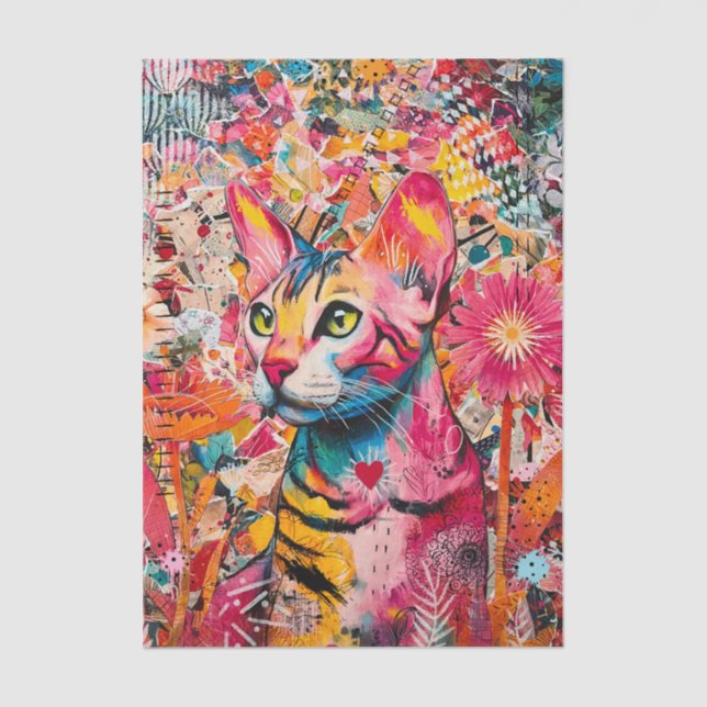Papel De Seda Cat Mixed Mixed Paper Collage Tissue Paper (Anverso)