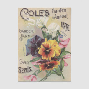 Papel De Seda Catálogo de semillas vintage 1897 Cole's Garden An