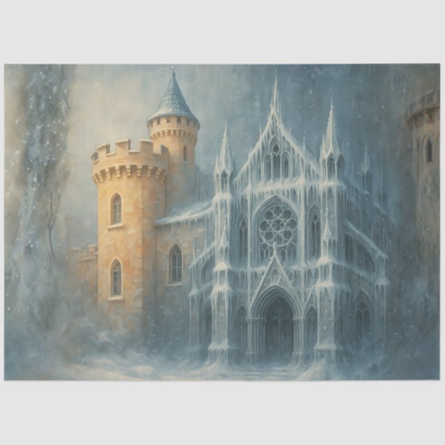 Papel De Seda Catedral Congelada Invierno Gothic Fantasy Decoupa (Anverso)
