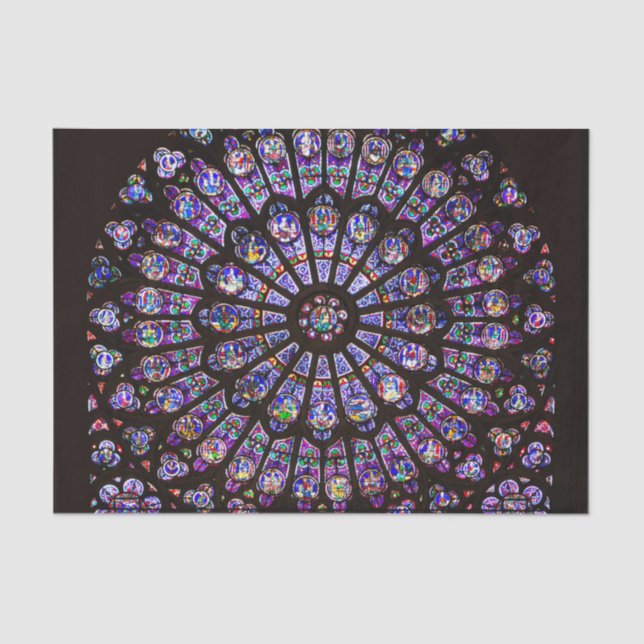 Papel De Seda Catedral de Notre Dame Ventana Rosa de París (Anverso)