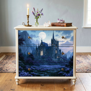 Papel De Seda Catedral Etérea Gótica de Luna Llena Decoupage