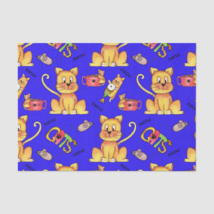 Papel De Seda Cats Cuadros Blue Meow