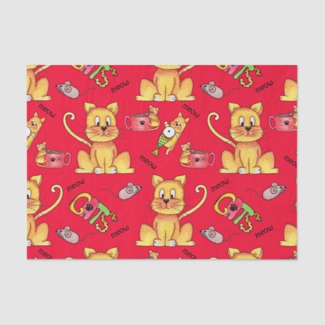 Papel De Seda Cats de carne roja curada (Anverso)