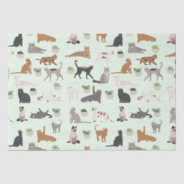 Papel De Seda Cats y plantas domésticas desconchadas