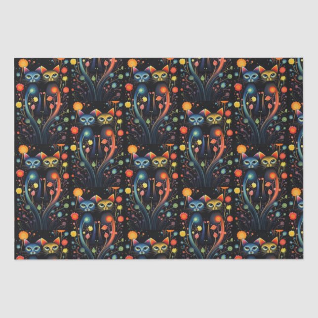 Papel De Seda Caturday Artsy Abstract Attitude Cats (Anverso)