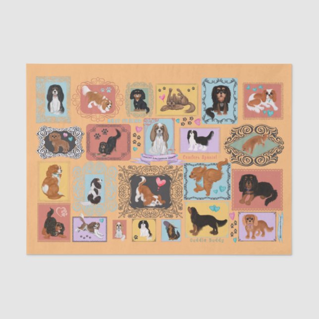 Papel De Seda Cavalier King Charles Spaniel Tissue Paper (Anverso)