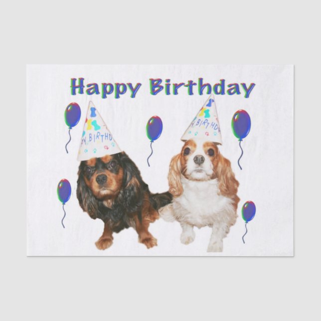 Papel De Seda Cavalier King Charles Spaniels de cumpleaños (Anverso)