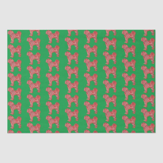 Papel De Seda Cavapoo Cute Navidades Perro Silhouette Green (Anverso)
