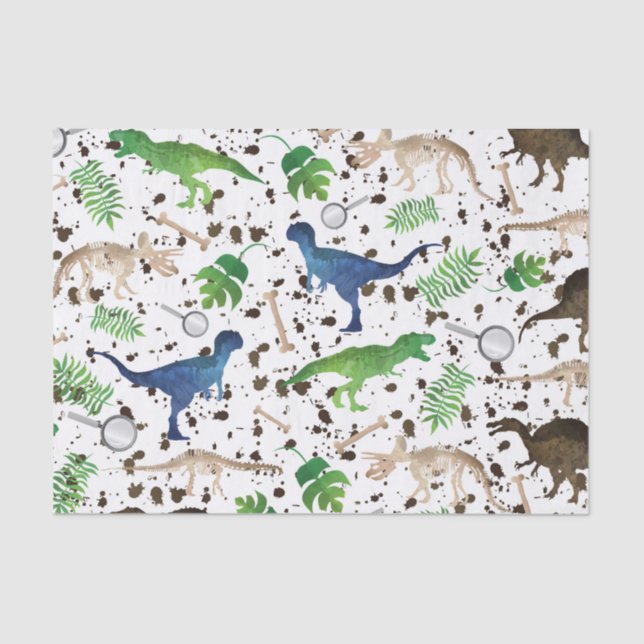 Papel De Seda Caza de dinosaurios! Dinosaurios sobre niños Safar (Anverso)