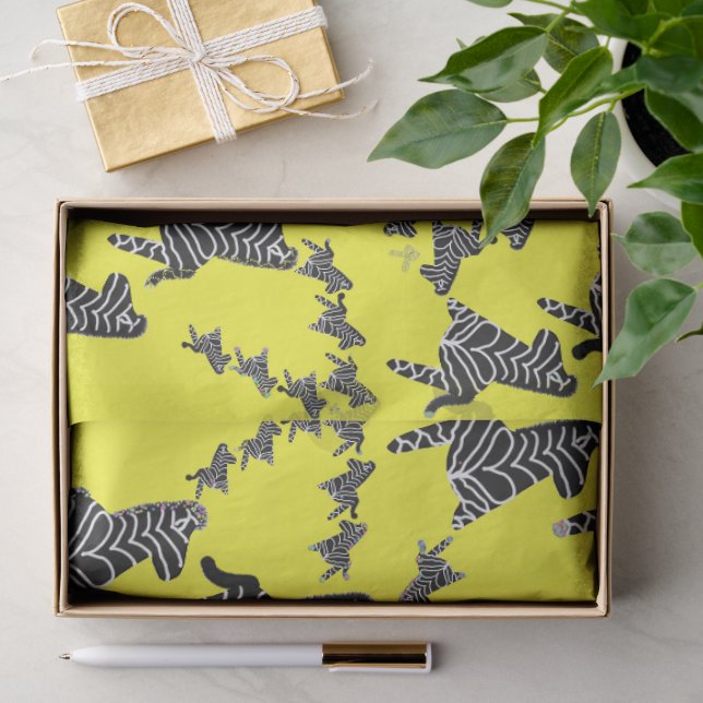 Papel De Seda Cebra amarilla salvaje moderna (Regalo )