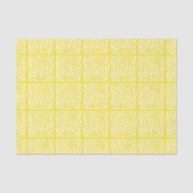 Papel De Seda Cebra de safari amarillo dorado, diseño de baldosa (Anverso)