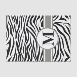 Papel De Seda Cebra de Safari negra con monograma
